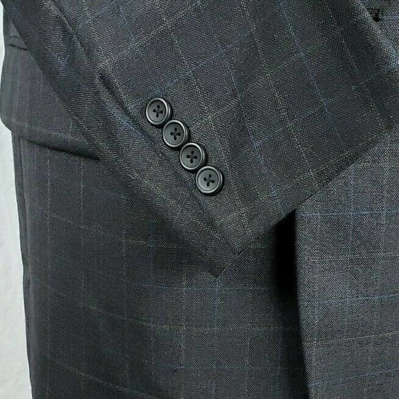 Pronto Uomo Sport Coat Gray Windowpane Check Jacket Mens 43R 100% Wool - Picture 4 of 10